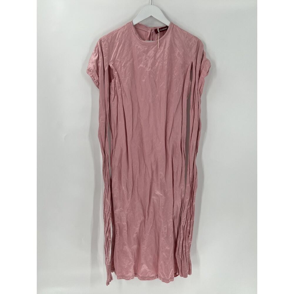 Sies Marjan Gown Dress Womens 6 Small Pink Satin Evening Shawl Sleeves Pockets